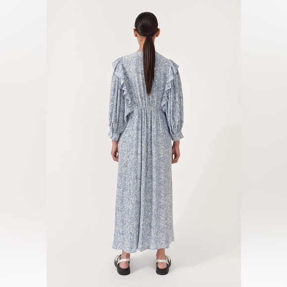 Baum Und Pferdgarten | Alona Floral Maxi Dress In Blue Helsinki Size 2 - Picture 4 of 10